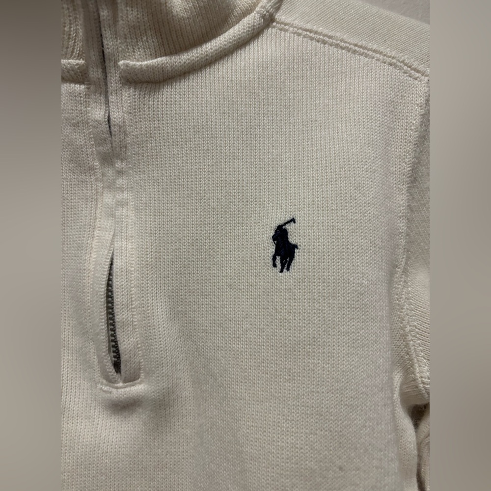 Polo by Ralph Lauren Ivory Cream Half-Zip Cotton Sweater, Boys 4 Easter Preppy - Picture 2 of 8
